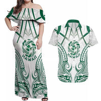 Custom Hawaii Volleyball Couples Matching Off Shoulder Maxi Dress and Hawaiian Shirt Polynesian Pattern - Polynesian Pride