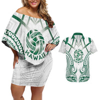 Custom Hawaii Volleyball Couples Matching Off Shoulder Short Dress and Hawaiian Shirt Polynesian Pattern - Polynesian Pride