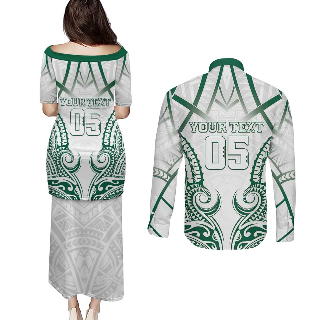 Custom Hawaii Volleyball Couples Matching Puletasi and Long Sleeve Button Shirt Polynesian Pattern - Polynesian Pride