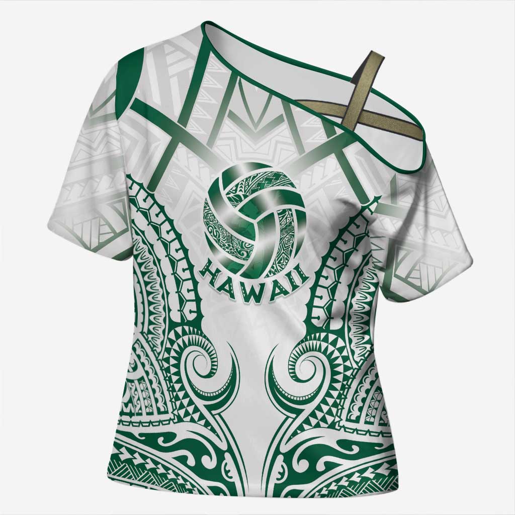 Custom Hawaii Volleyball Cross Shoulder Shirt Polynesian Pattern - Polynesian Pride