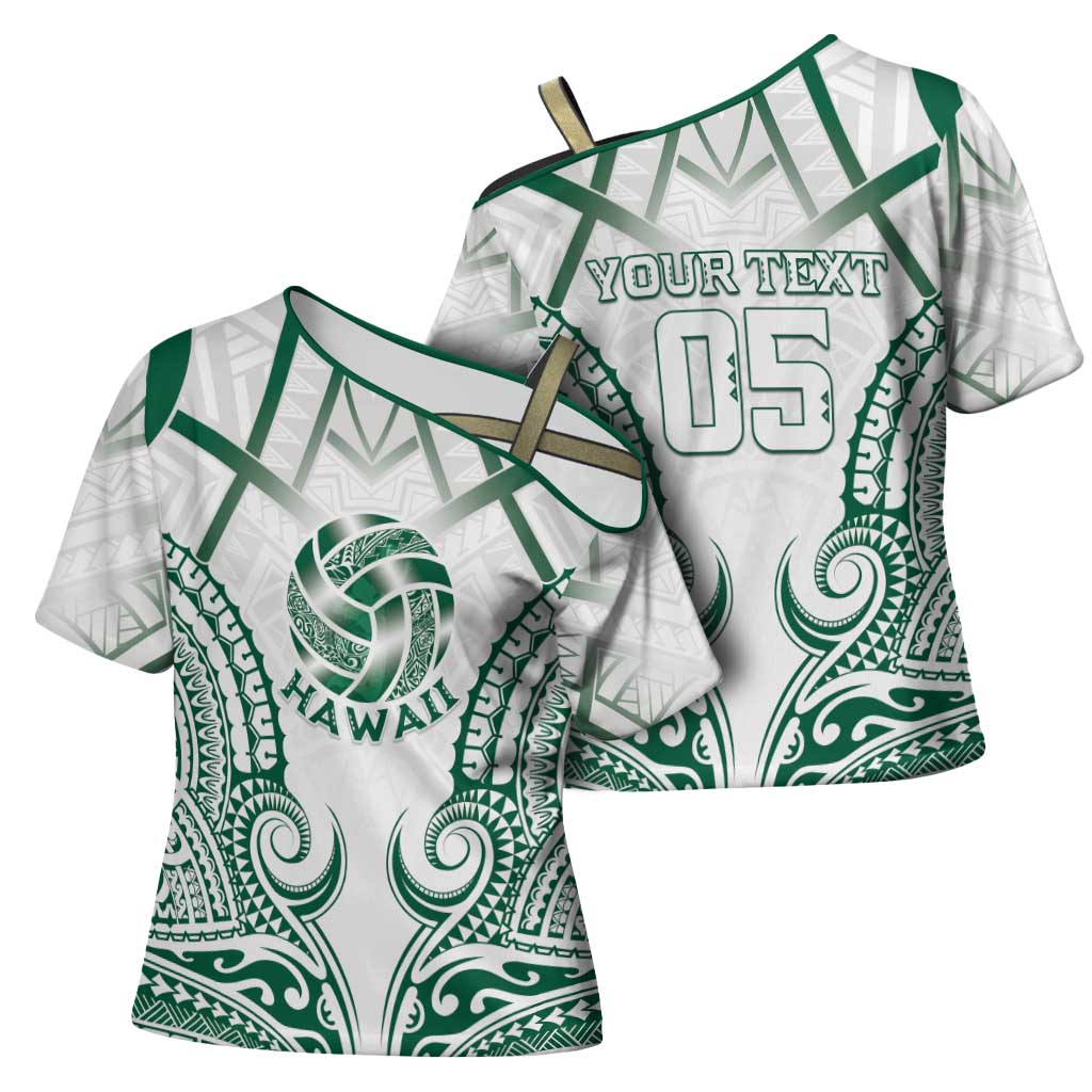 Custom Hawaii Volleyball Cross Shoulder Shirt Polynesian Pattern - Polynesian Pride