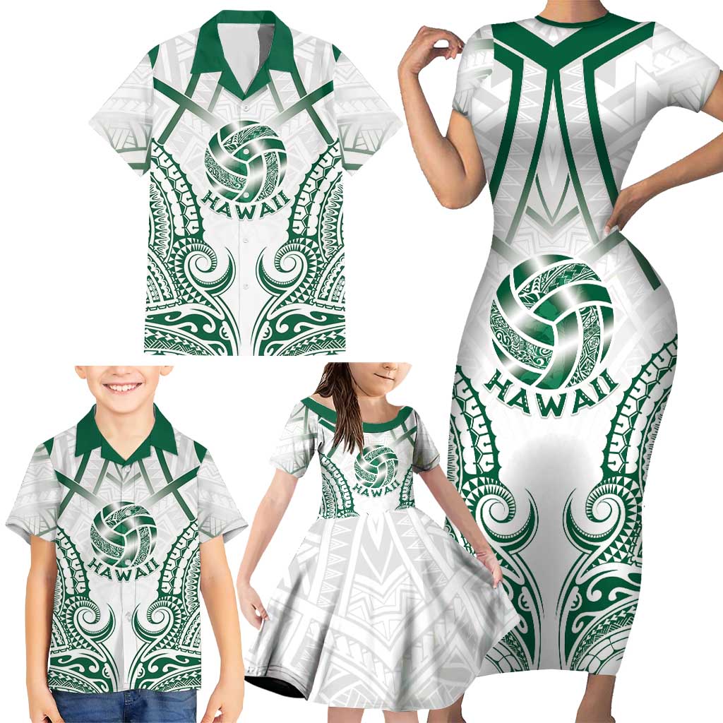 Custom Hawaii Volleyball Family Matching Short Sleeve Bodycon Dress and Hawaiian Shirt Polynesian Pattern - Polynesian Pride