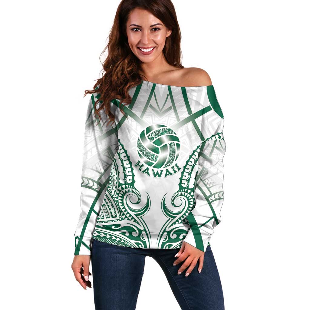 Custom Hawaii Volleyball Off Shoulder Sweater Polynesian Pattern - Polynesian Pride