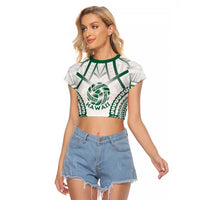 Custom Hawaii Volleyball Raglan Cropped T Shirt Polynesian Pattern - Polynesian Pride