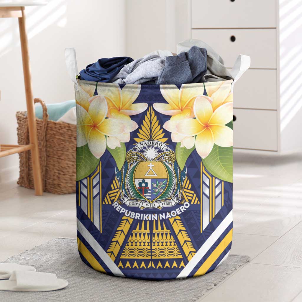 Nauru Independence Day Laundry Basket Coat Of Arms With Plumeria - Polynesian Pride