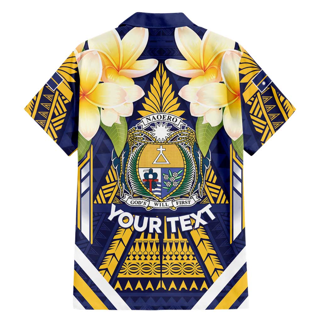 Personalised Nauru Independence Day Family Matching Off Shoulder Maxi Dress and Hawaiian Shirt Coat Of Arms With Plumeria LT05 - Polynesian Pride