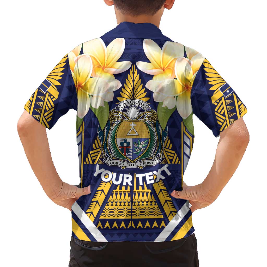 Personalised Nauru Independence Day Family Matching Puletasi and Hawaiian Shirt Coat Of Arms With Plumeria LT05 - Polynesian Pride
