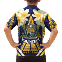 Personalised Nauru Independence Day Family Matching Puletasi and Hawaiian Shirt Coat Of Arms With Plumeria LT05 - Polynesian Pride