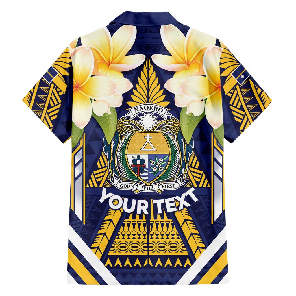 Personalised Nauru Independence Day Hawaiian Shirt Coat Of Arms With Plumeria - Polynesian Pride