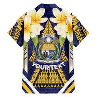 Personalised Nauru Independence Day Hawaiian Shirt Coat Of Arms With Plumeria - Polynesian Pride