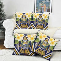 Nauru Independence Day Pillow Cover Coat Of Arms With Plumeria - Polynesian Pride