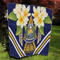 Nauru Independence Day Quilt Coat Of Arms With Plumeria - Polynesian Pride
