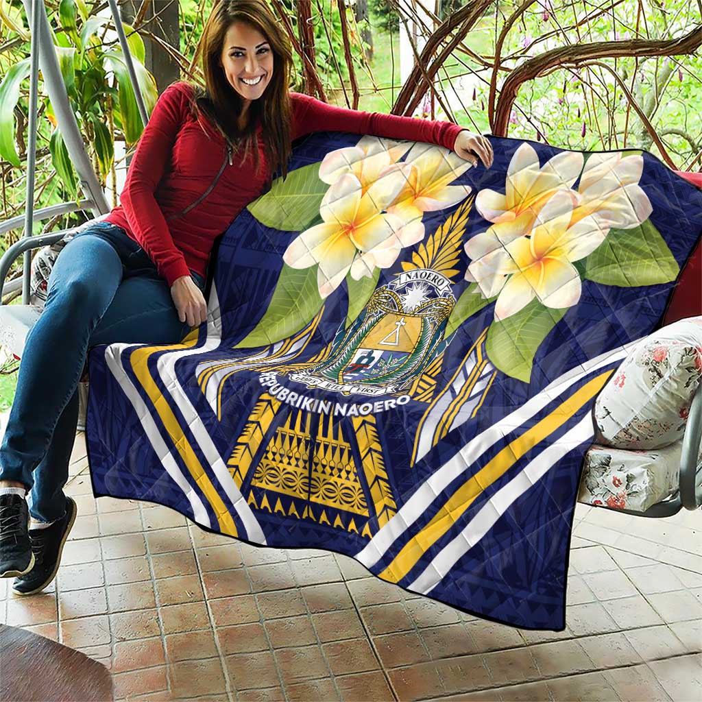Nauru Independence Day Quilt Coat Of Arms With Plumeria - Polynesian Pride