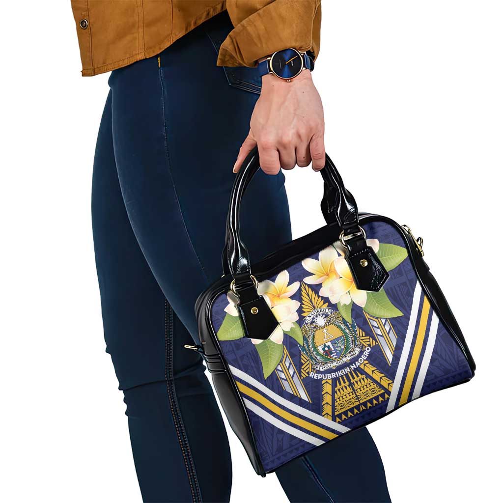Nauru Independence Day Shoulder Handbag Coat Of Arms With Plumeria - Polynesian Pride