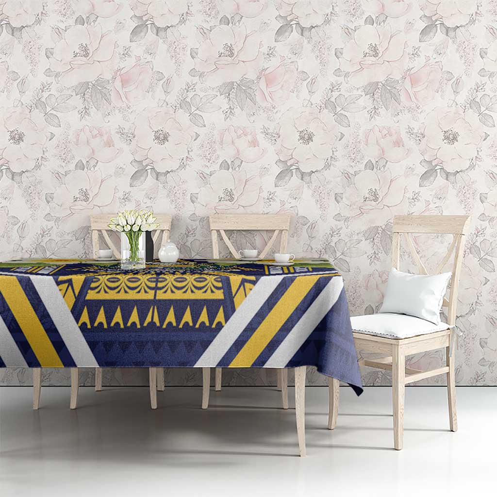 Nauru Independence Day Tablecloth Coat Of Arms With Plumeria - Polynesian Pride