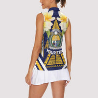 Personalised Nauru Independence Day Women Sleeveless Polo Shirt Coat Of Arms With Plumeria LT05 - Polynesian Pride