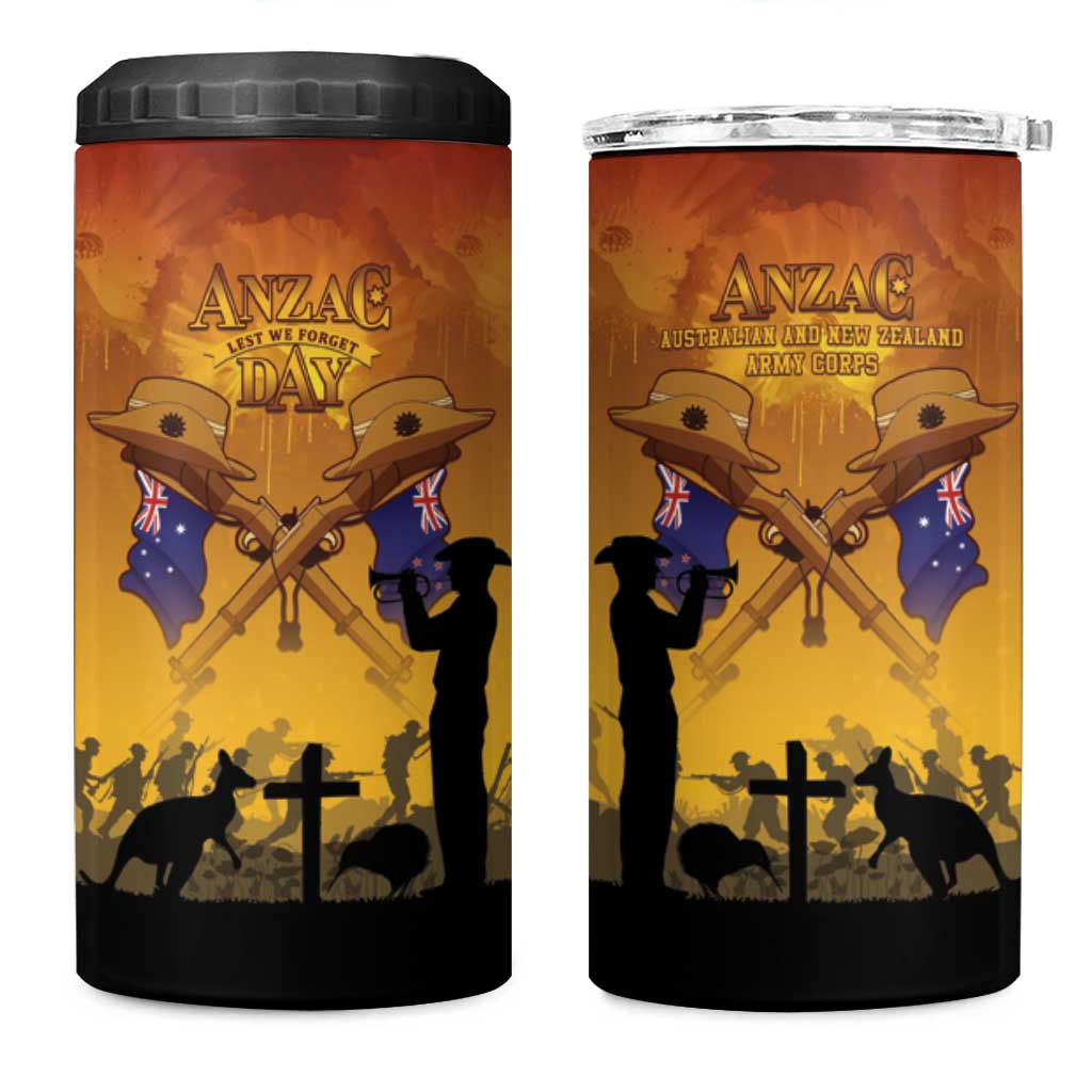 ANZAC Day 4 in 1 Can Cooler Tumbler Australia And New Zealand Slouch Hats