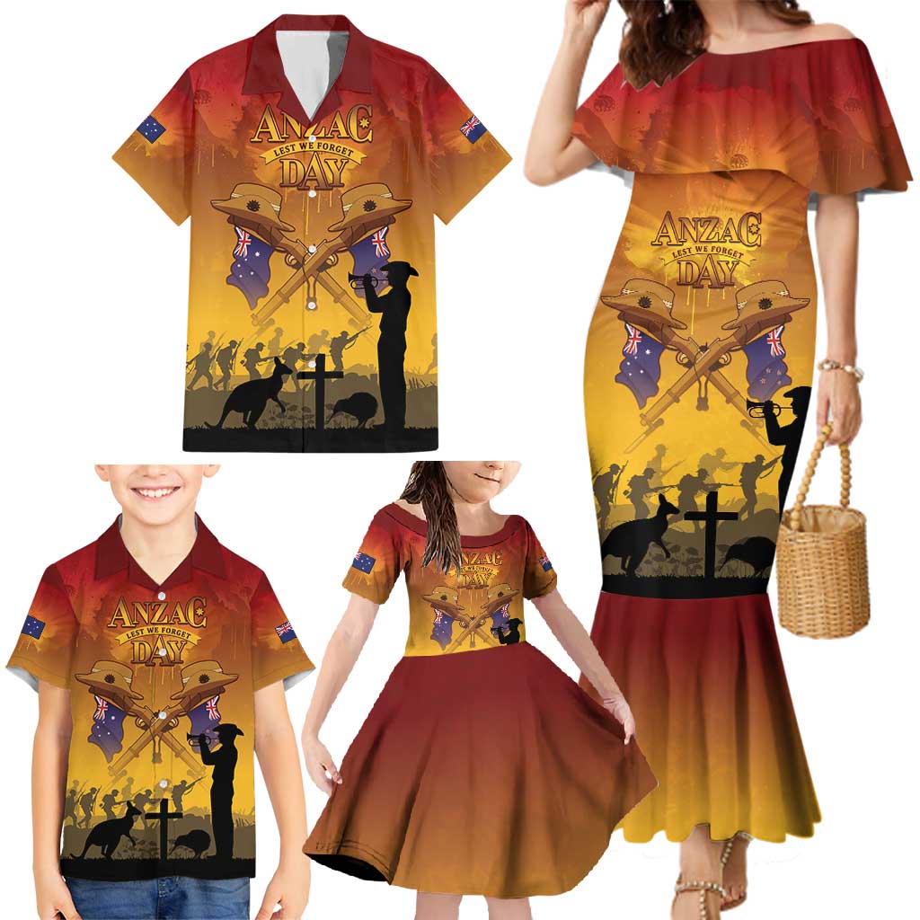 ANZAC Day Family Matching Mermaid Dress and Hawaiian Shirt Australia And New Zealand Slouch Hats