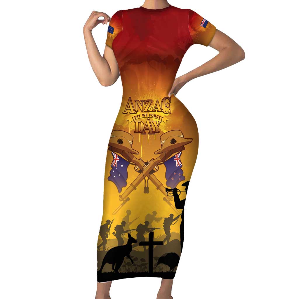 ANZAC Day Family Matching Short Sleeve Bodycon Dress and Hawaiian Shirt Australia And New Zealand Slouch Hats