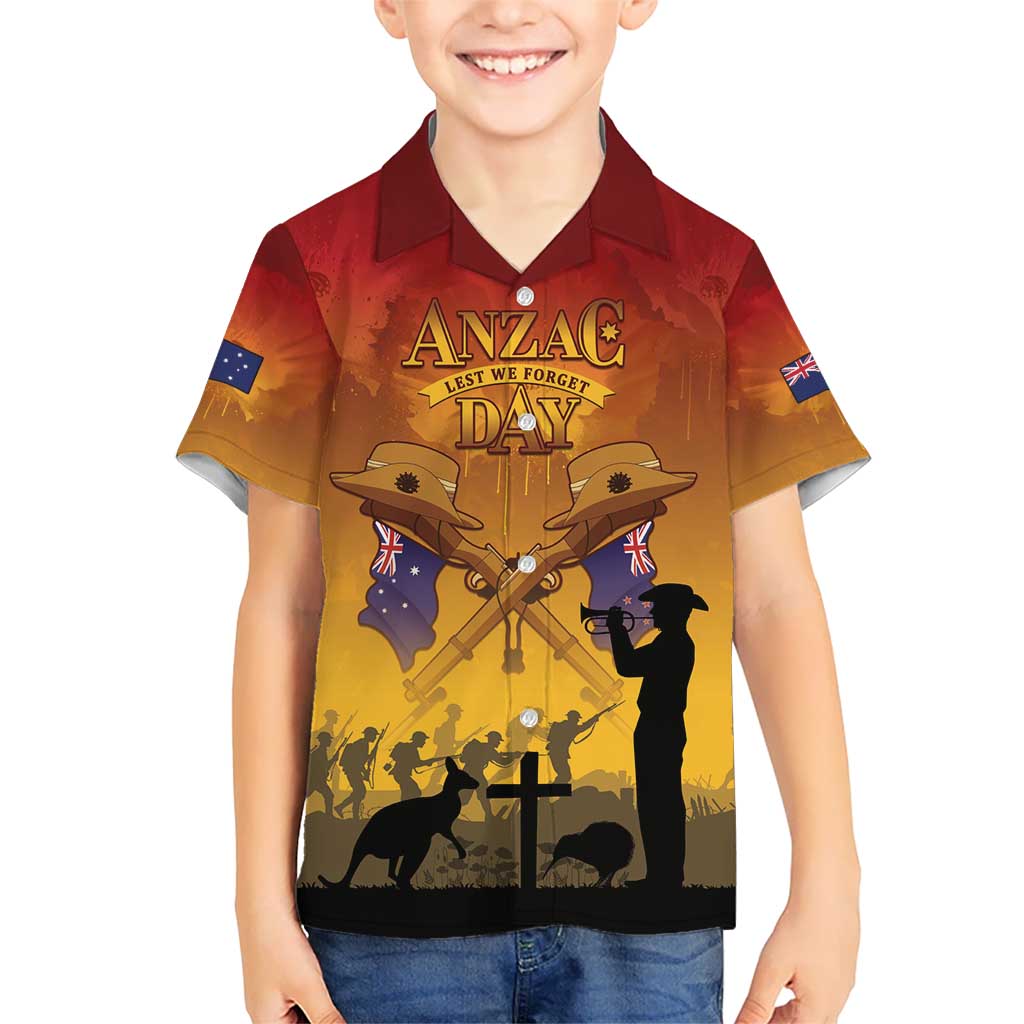 ANZAC Day Kid Hawaiian Shirt Australia And New Zealand Slouch Hats