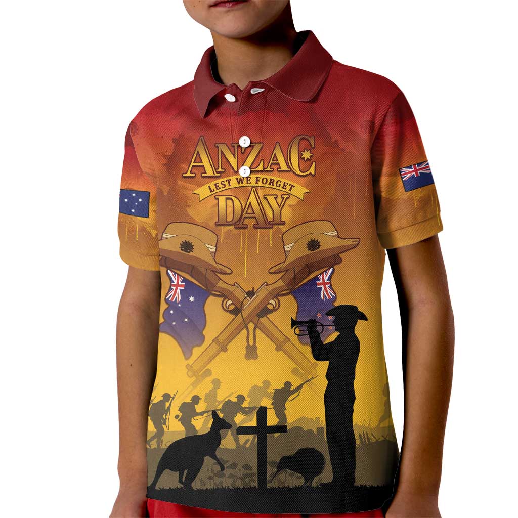 ANZAC Day Kid Polo Shirt Australia And New Zealand Slouch Hats