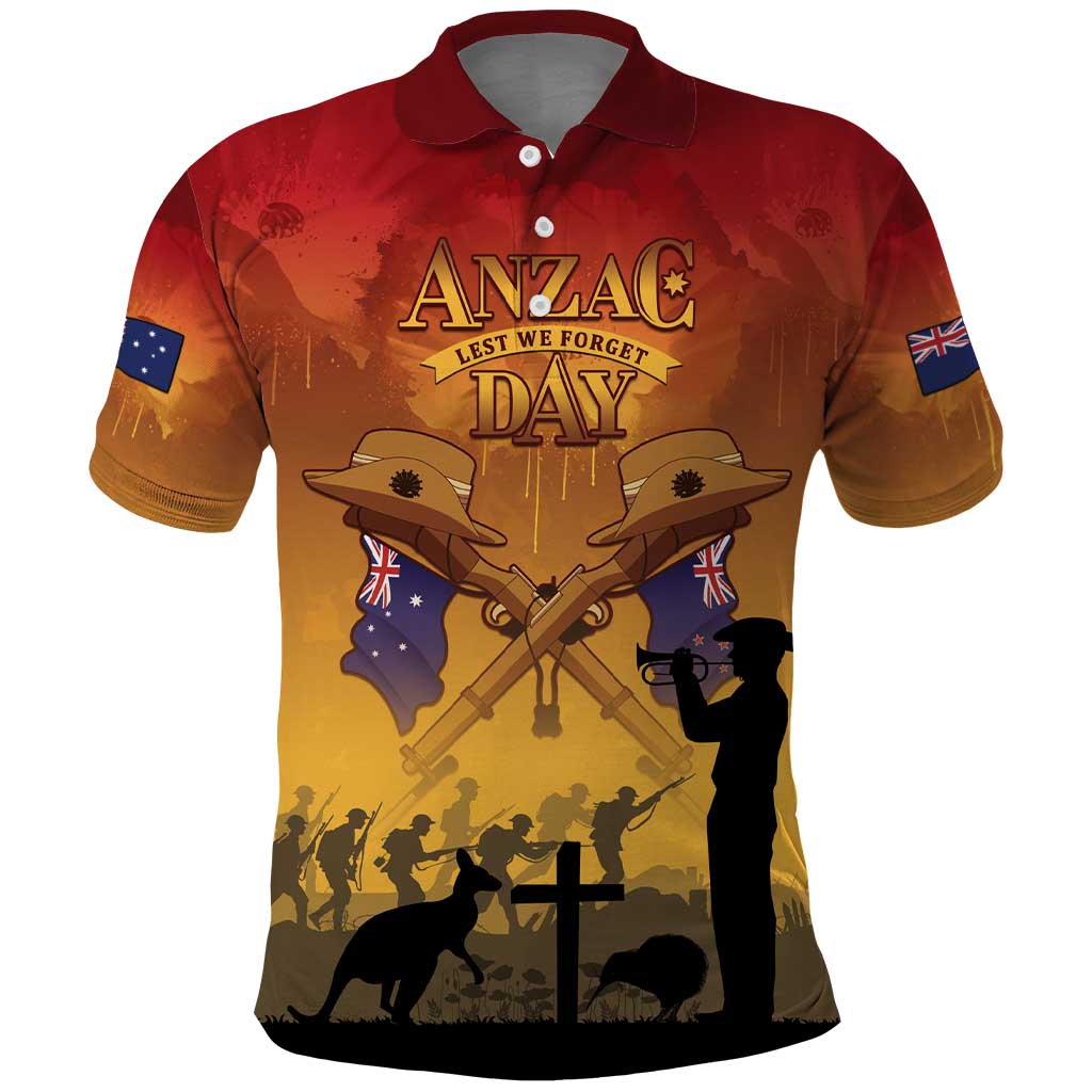 ANZAC Day Polo Shirt Australia And New Zealand Slouch Hats LT05 Yellow - Polynesian Pride