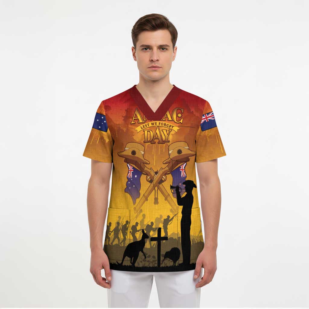 ANZAC Day Scrub Top Australia And New Zealand Slouch Hats - Polynesian Pride