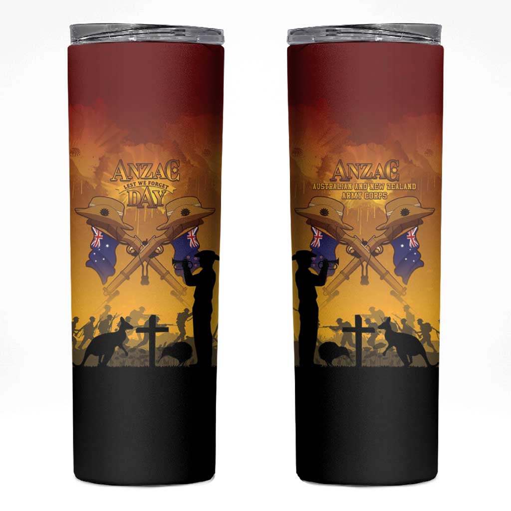ANZAC Day Skinny Tumbler Australia And New Zealand Slouch Hats LT05 Yellow - Polynesian Pride