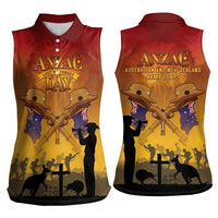 ANZAC Day Women Sleeveless Polo Shirt Australia And New Zealand Slouch Hats LT05 - Polynesian Pride