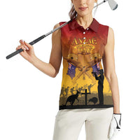 ANZAC Day Women Sleeveless Polo Shirt Australia And New Zealand Slouch Hats LT05 - Polynesian Pride