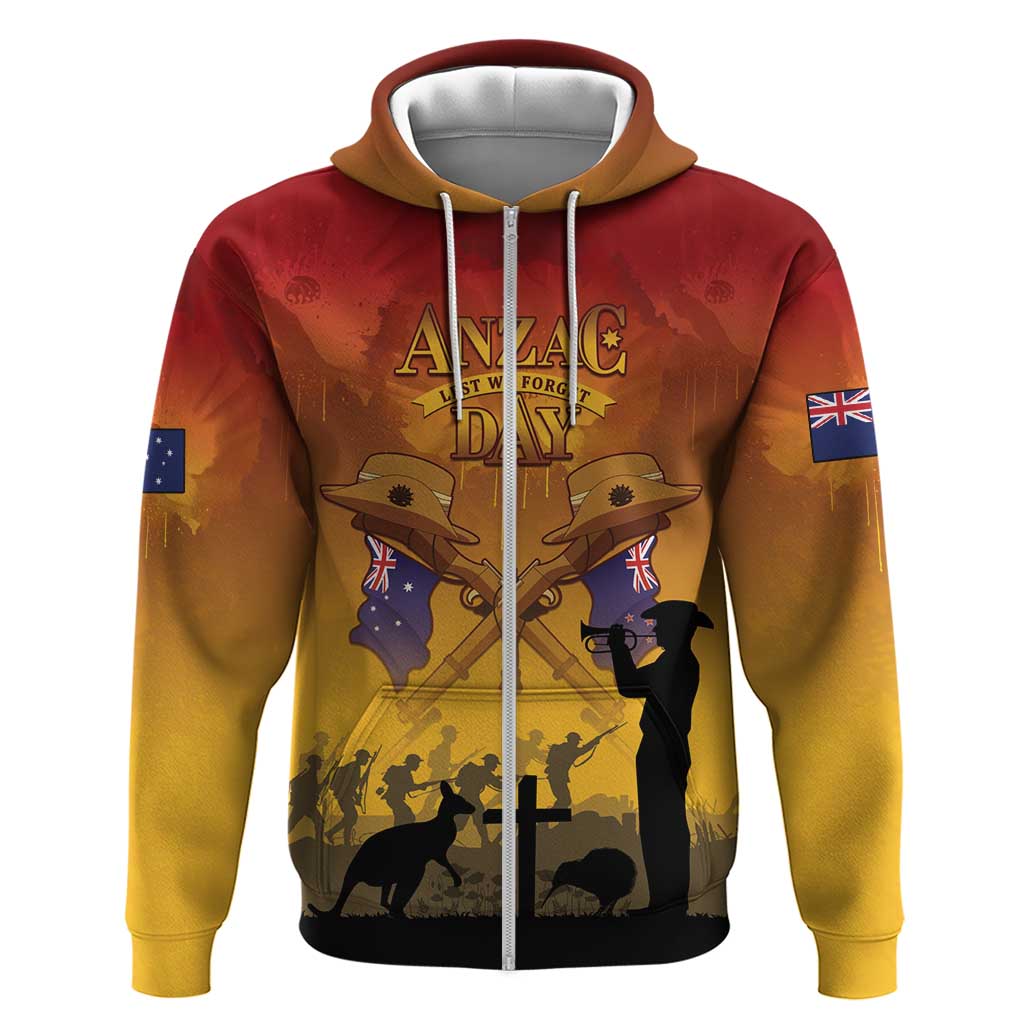 ANZAC Day Zip Hoodie Australia And New Zealand Slouch Hats