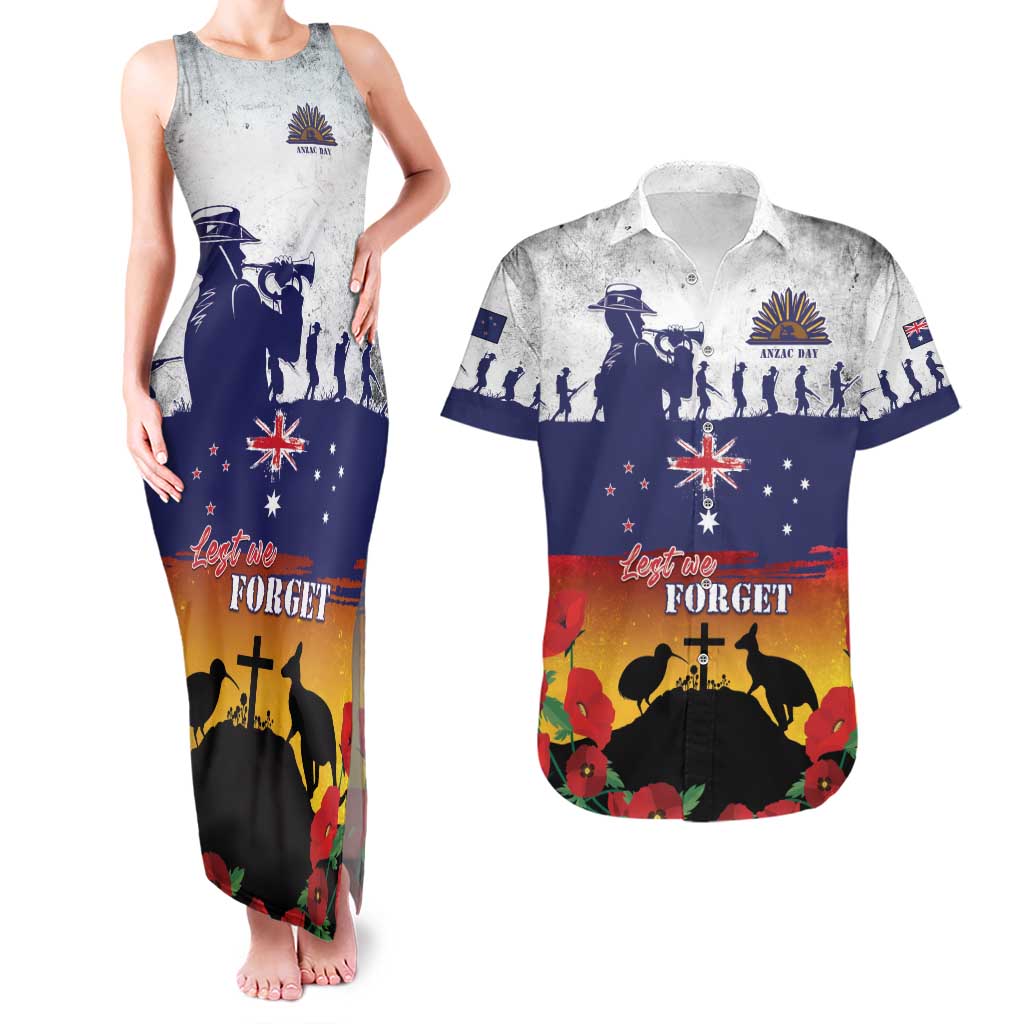 New Zealand And Australia ANZAC Last Post Couples Matching Tank Maxi Dress and Hawaiian Shirt