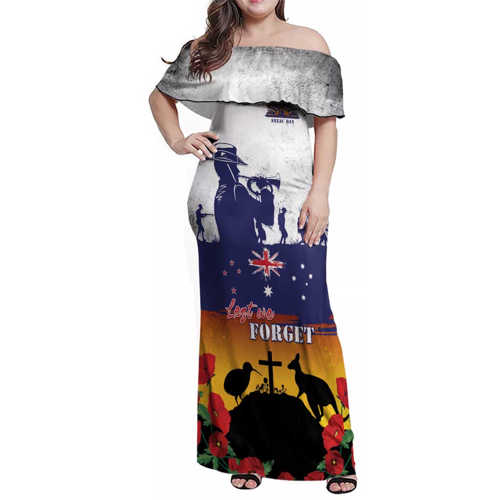 New Zealand And Australia ANZAC Last Post Family Matching Off Shoulder Maxi Dress and Hawaiian Shirt