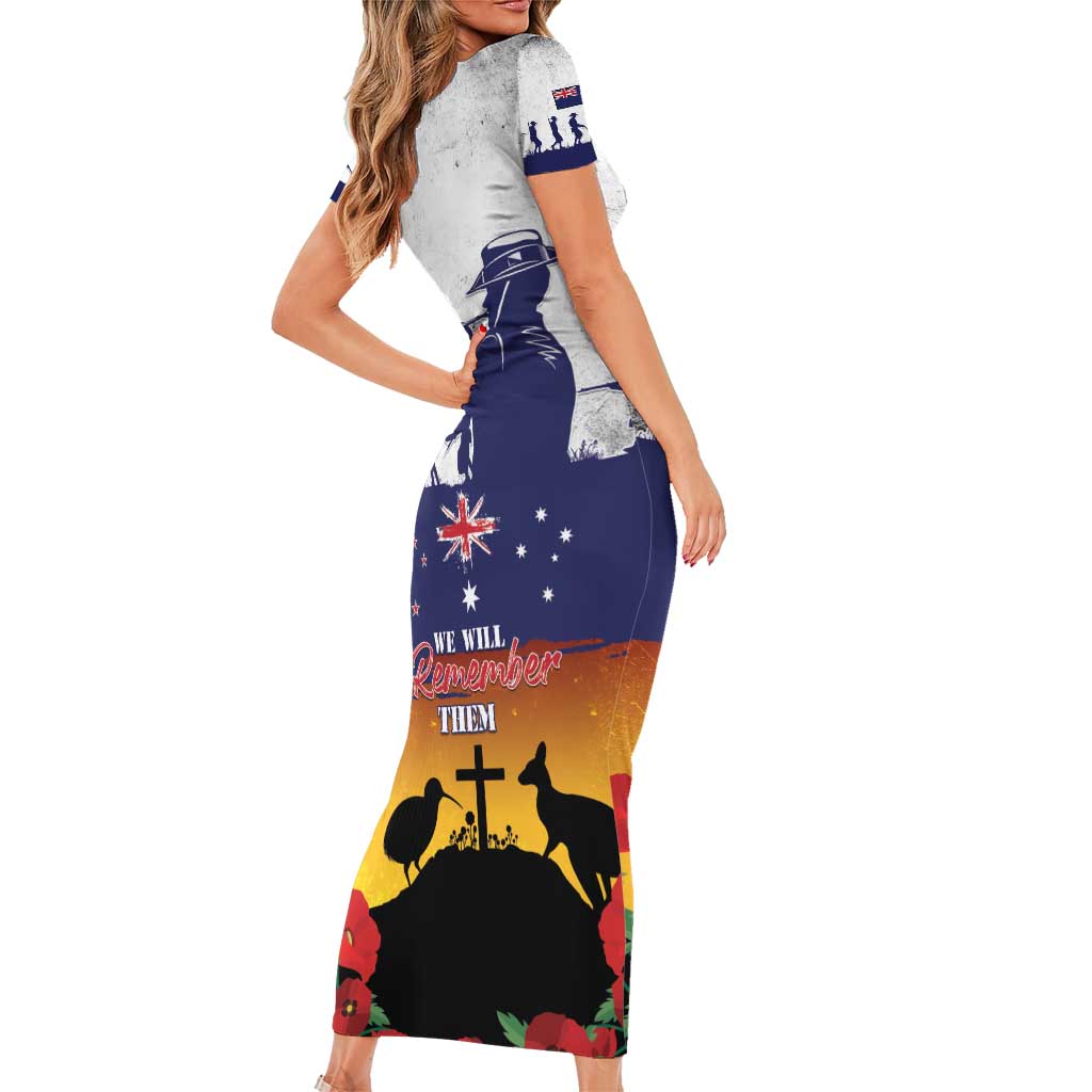 New Zealand And Australia ANZAC Last Post Family Matching Short Sleeve Bodycon Dress and Hawaiian Shirt