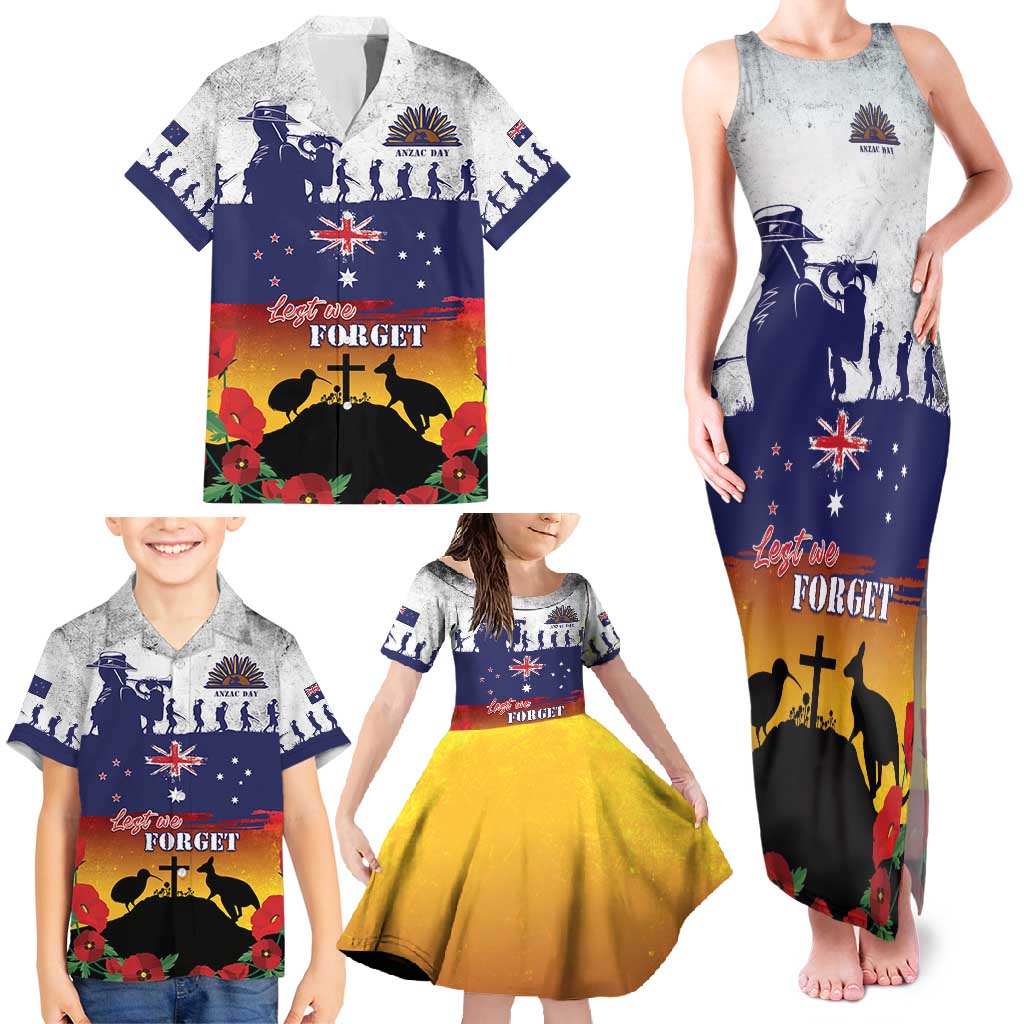 New Zealand And Australia ANZAC Last Post Family Matching Tank Maxi Dress and Hawaiian Shirt