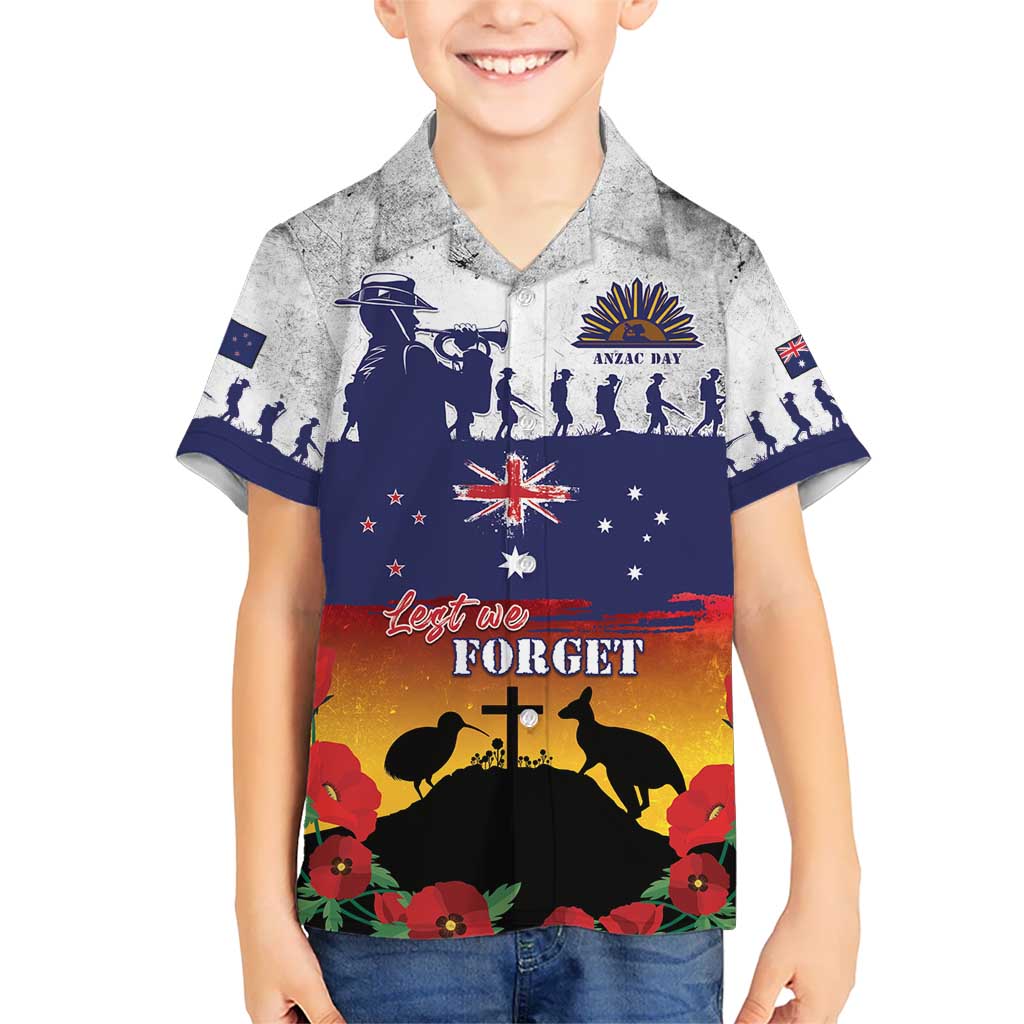 New Zealand And Australia ANZAC Last Post Kid Hawaiian Shirt