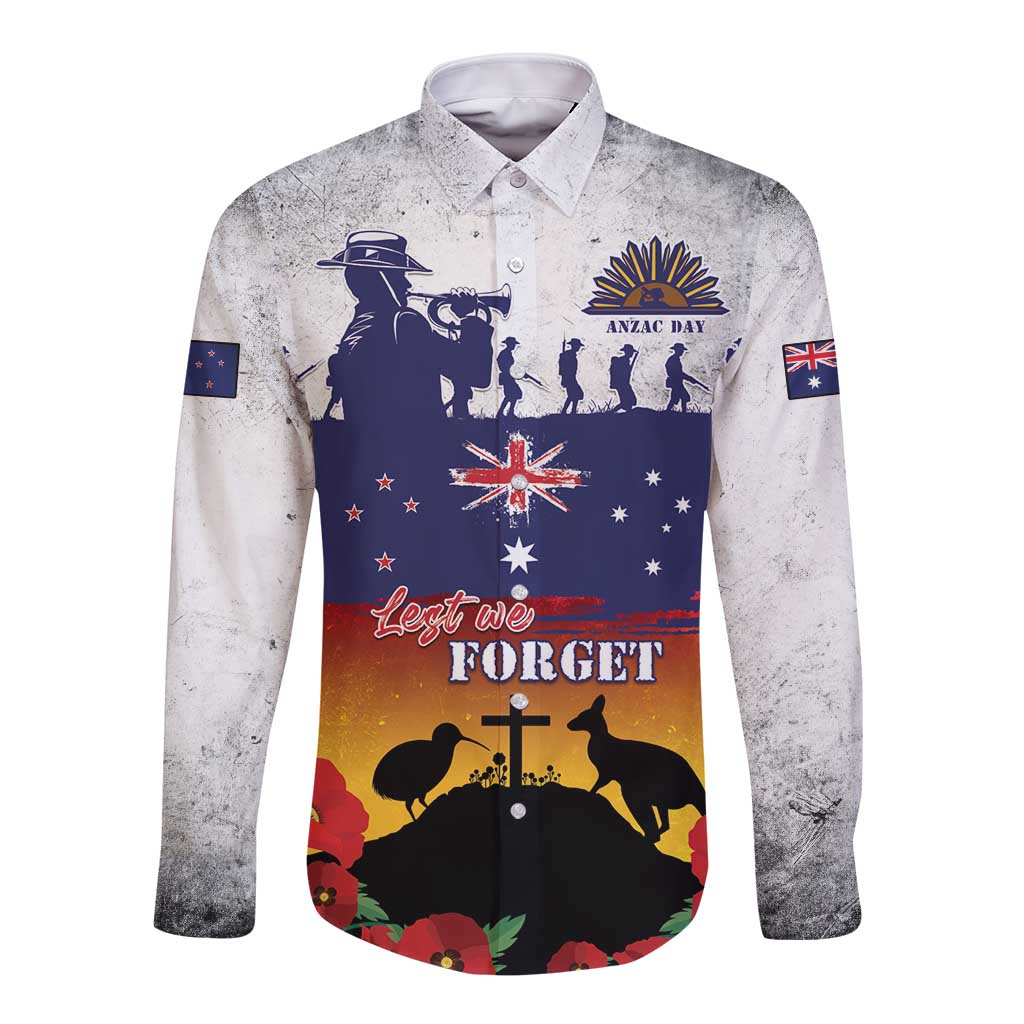 New Zealand And Australia ANZAC Last Post Long Sleeve Button Shirt