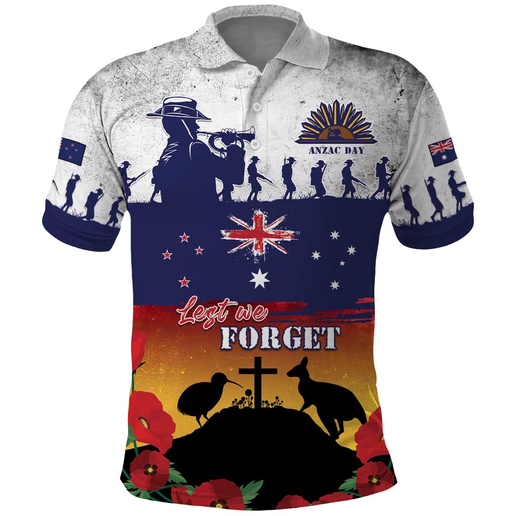 New Zealand and Australia ANZAC Last Post Polo Shirt - LT05 Blue - Polynesian Pride