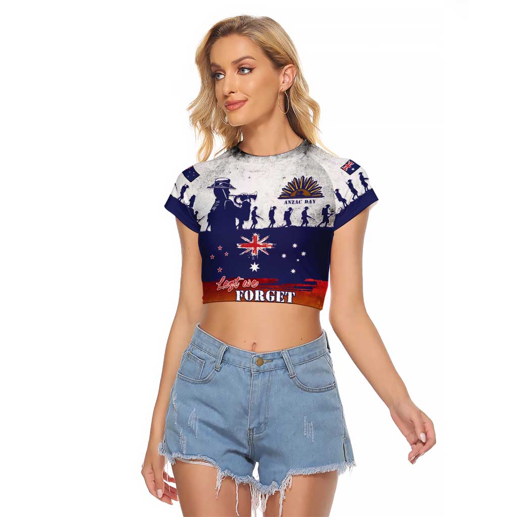 New Zealand And Australia ANZAC Last Post Raglan Cropped T Shirt