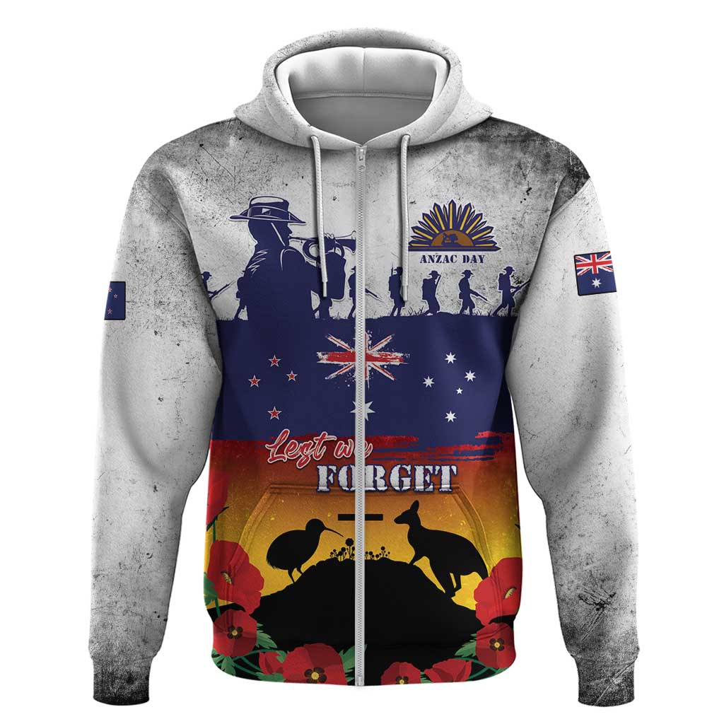 New Zealand And Australia ANZAC Last Post Zip Hoodie