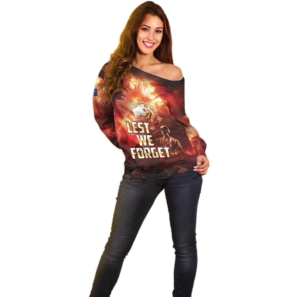 Honouring The ANZAC Spirit Off Shoulder Sweater Gallipoli Lest We Forget