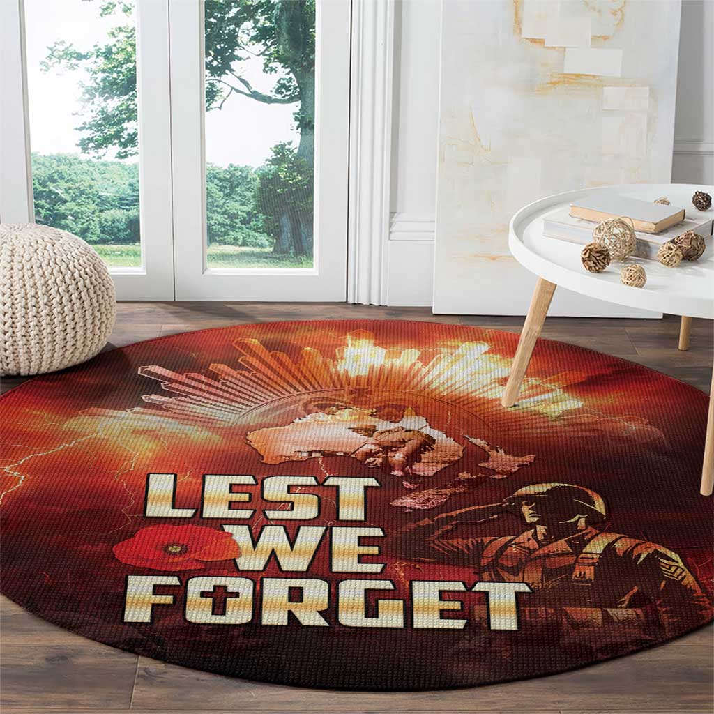 Honouring The ANZAC Spirit Round Carpet Gallipoli Lest We Forget