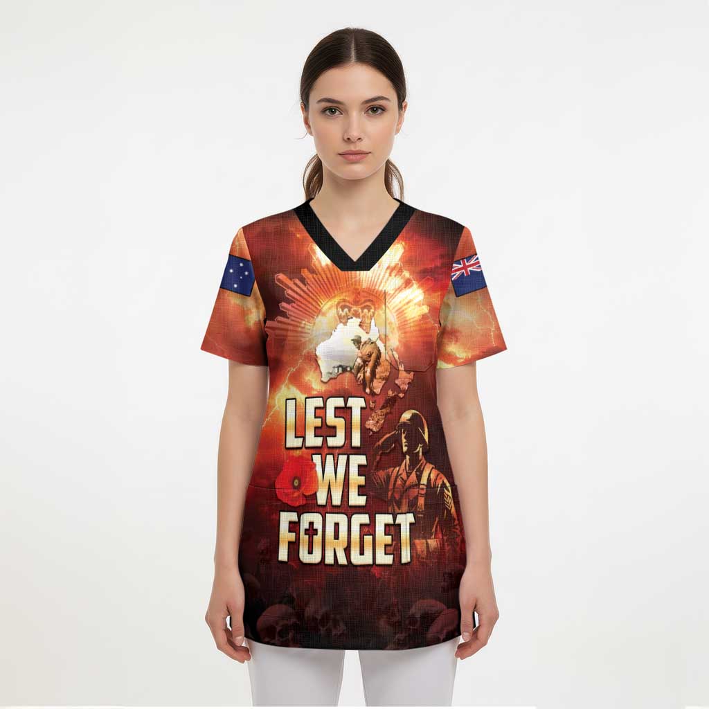 Honouring The ANZAC Spirit Scrub Top Gallipoli Lest We Forget - Polynesian Pride