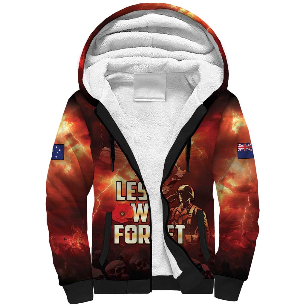 Honouring The ANZAC Spirit Sherpa Hoodie Gallipoli Lest We Forget