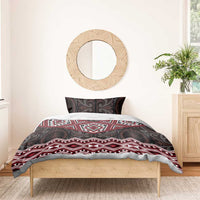 New Zealand Aotearoa Bedding Set Red Taniko Art Maori Pattern