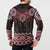 New Zealand Aotearoa Button Sweatshirt Red Taniko Art Maori Pattern