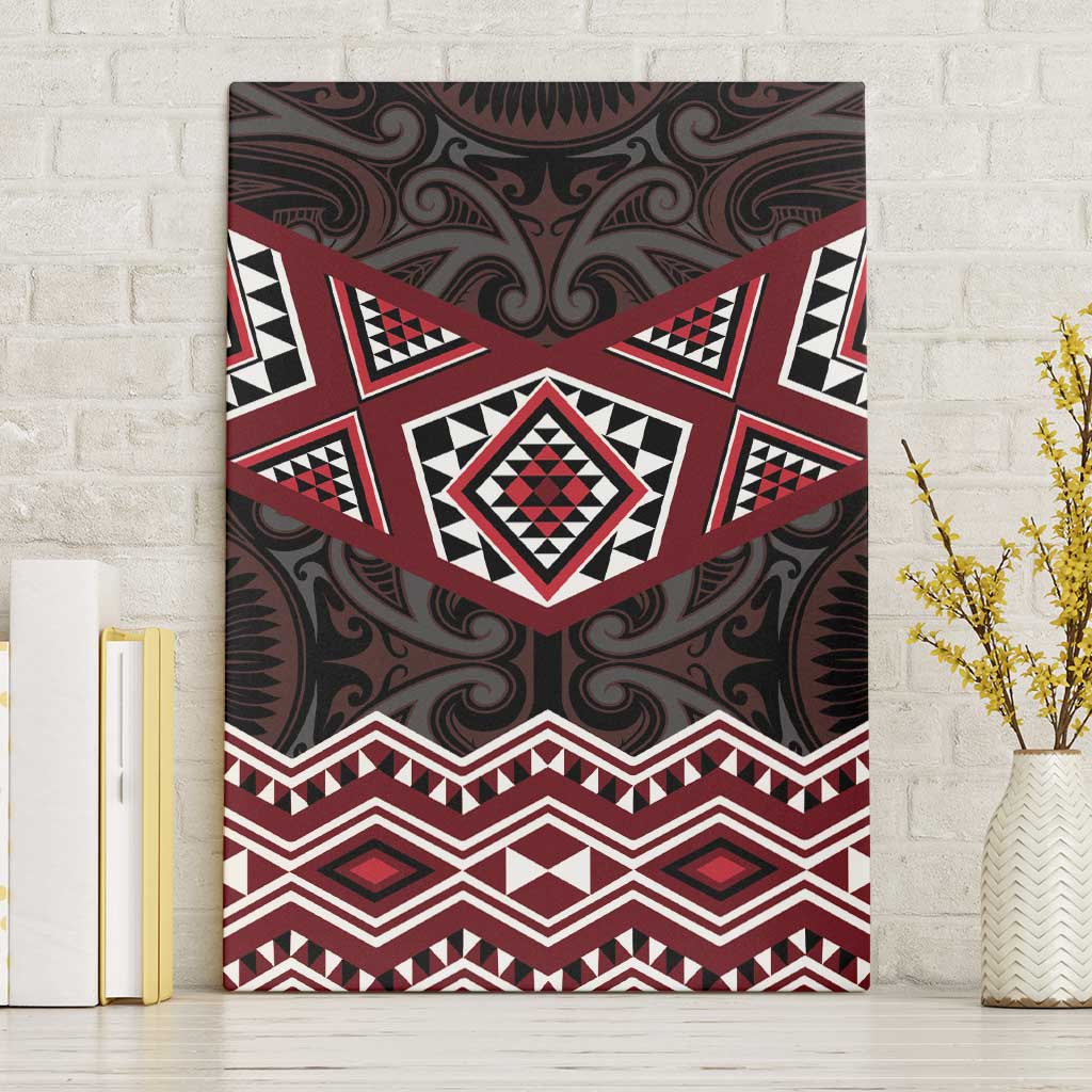 New Zealand Aotearoa Canvas Wall Art Red Taniko Art Maori Pattern