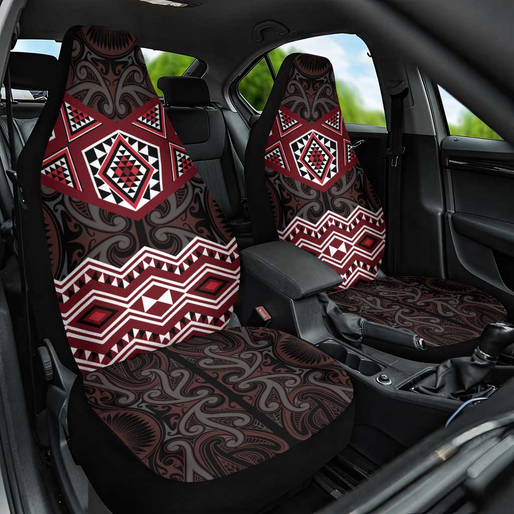 New Zealand Aotearoa Car Seat Cover Red Taniko Art Maori Pattern