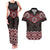 New Zealand Aotearoa Couples Matching Tank Maxi Dress and Hawaiian Shirt Red Taniko Art Maori Pattern