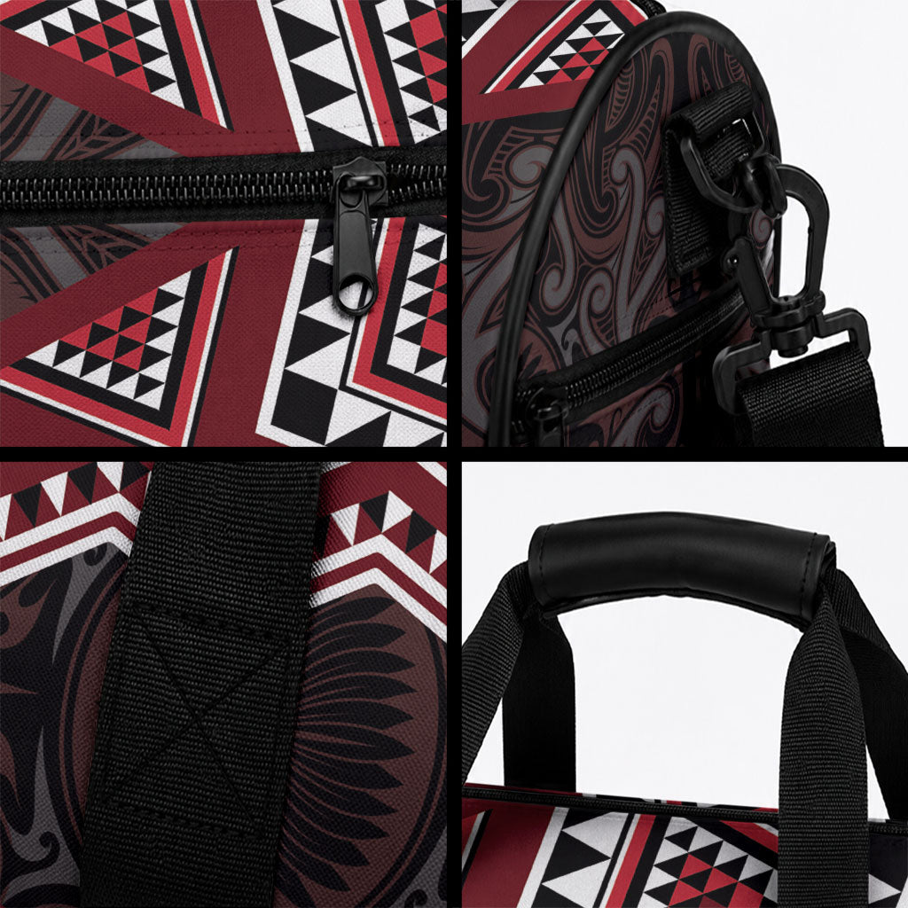 New Zealand Aotearoa Duffle Bag Red Taniko Art Maori Pattern LT05 - Polynesian Pride